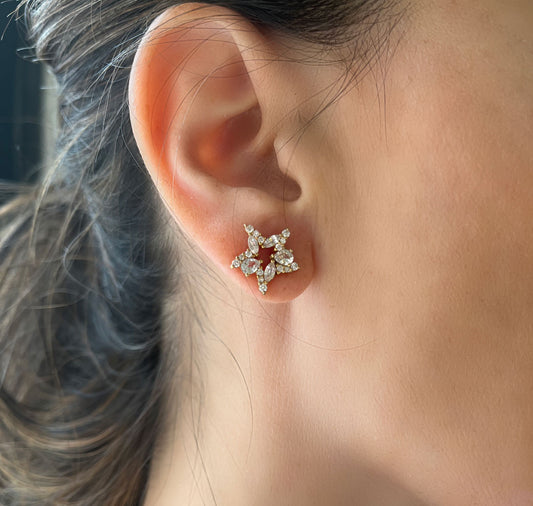 Wild Star Stud Earrings in Diamonds & White Sapphires