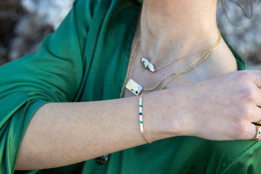 Orbit Bracelet With Blue Sapphire & Emeralds