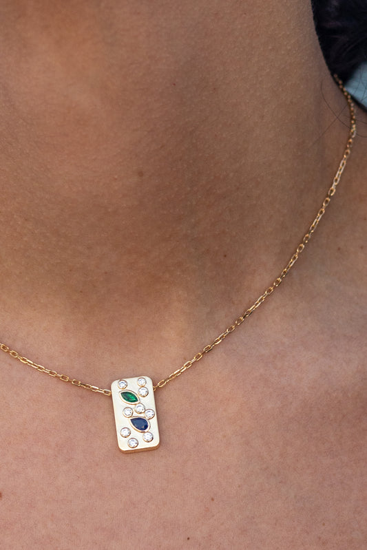 Nebula dune Necklace in Diamonds, Emeralds & Sapphires