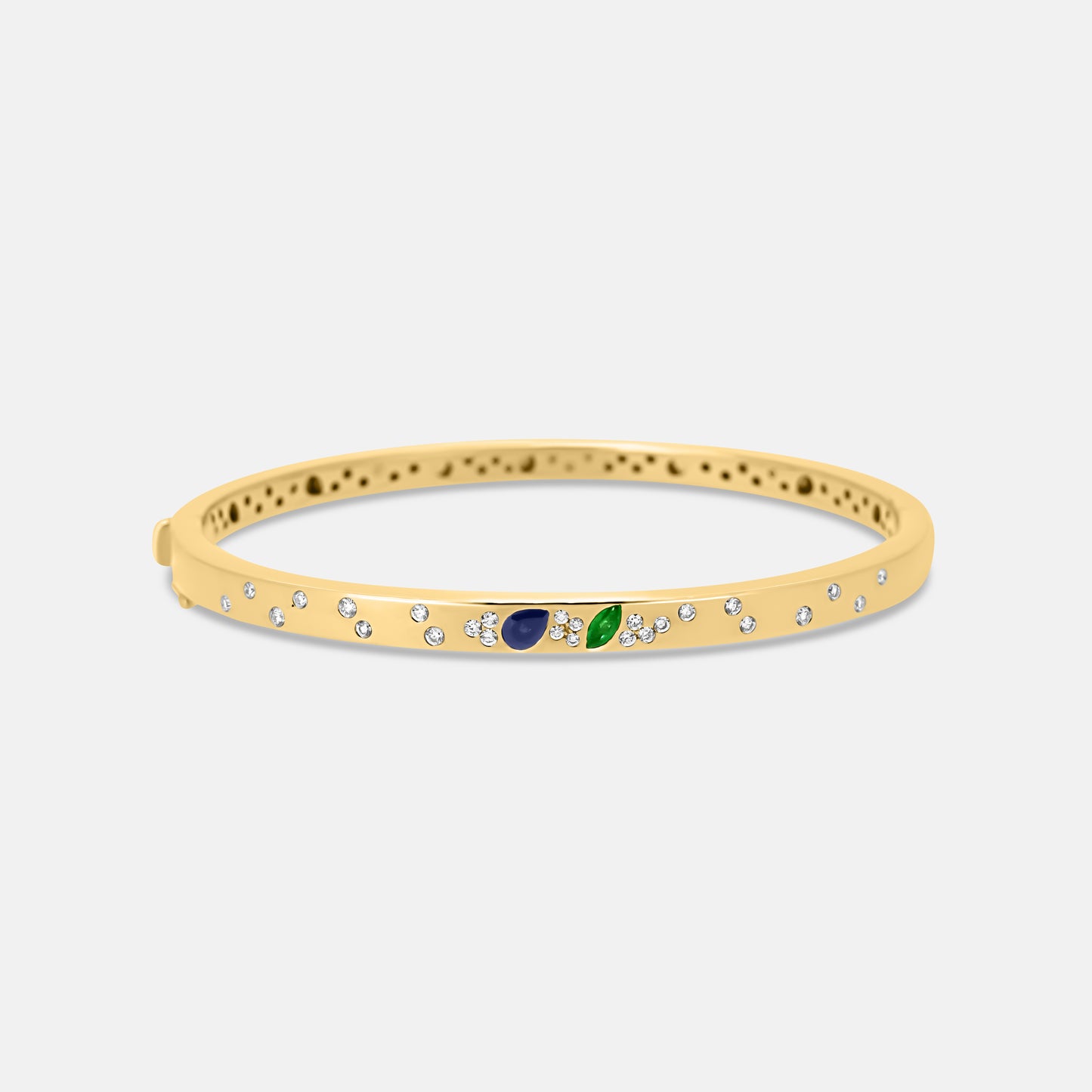 Cosmos Bangle With Blue Sapphire & Emeralds