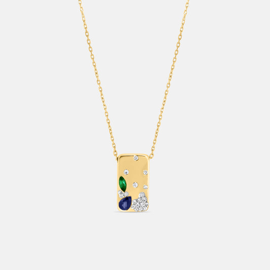 Ingress Necklace Charm in Diamonds, Emeralds & Sapphires