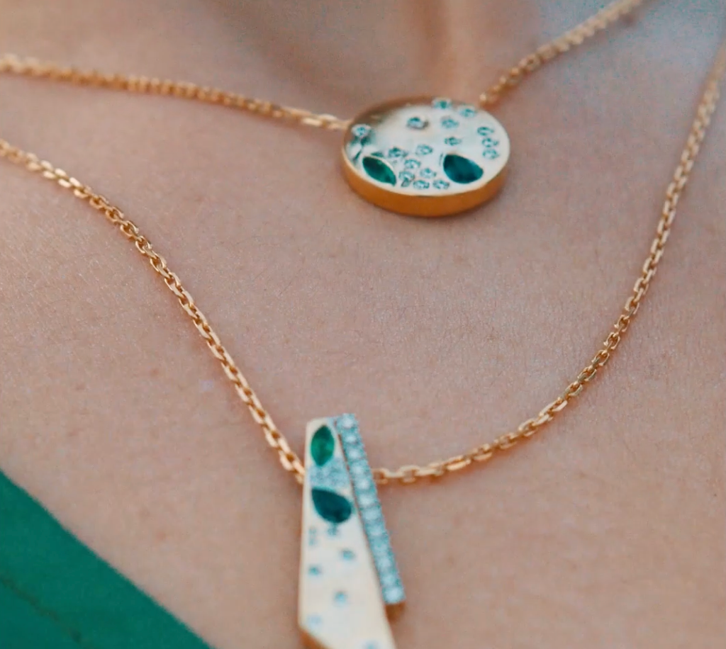 Mercury Necklace in Diamonds, Sapphires & Emeralds