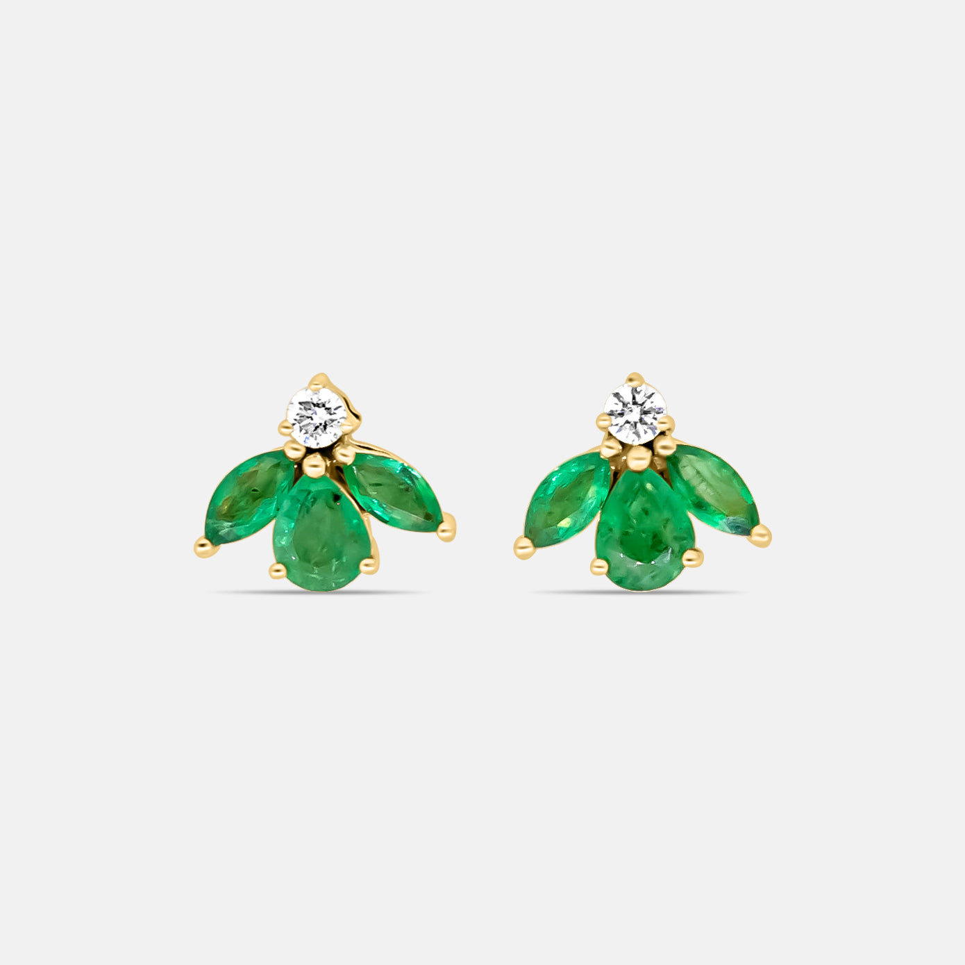 Verdant Cascade Earrings in Diamonds & Emeralds