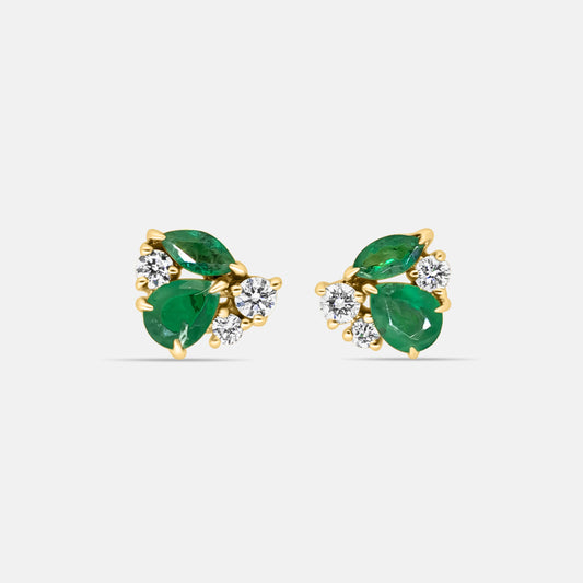 Lush Canopy Earrings in Diamonds & Emeralds