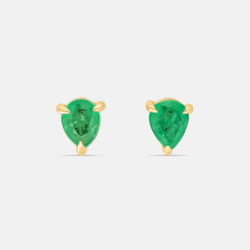 Pear Emerald Stud Earring