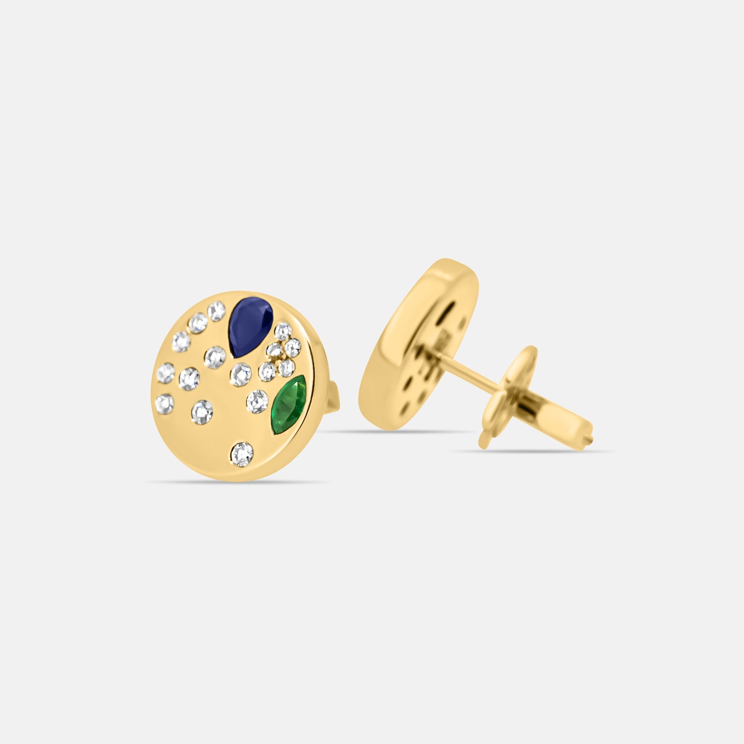 Mercury Earrings in Diamonds, Sapphires & Emeralds