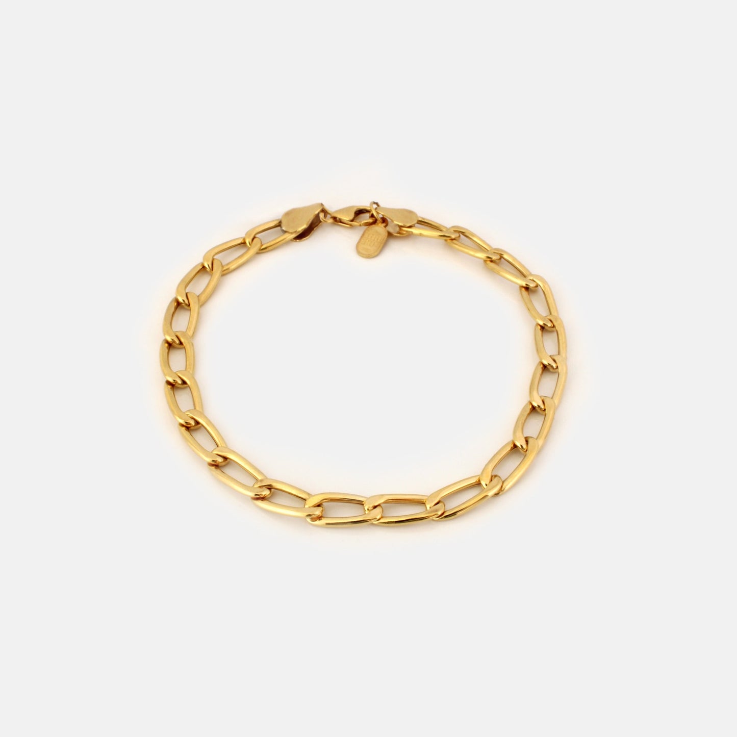 Gold Elongated Curb Chain Bracelet