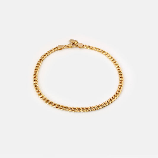 Gold Curb Chain 3mm Bracelet