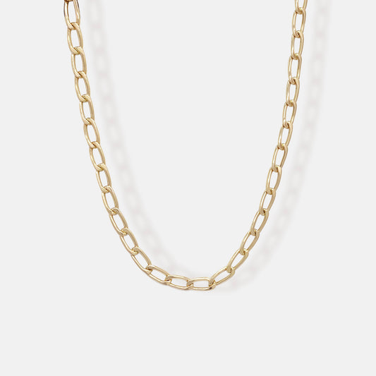 Gold Elongated Curb Chain Necklace