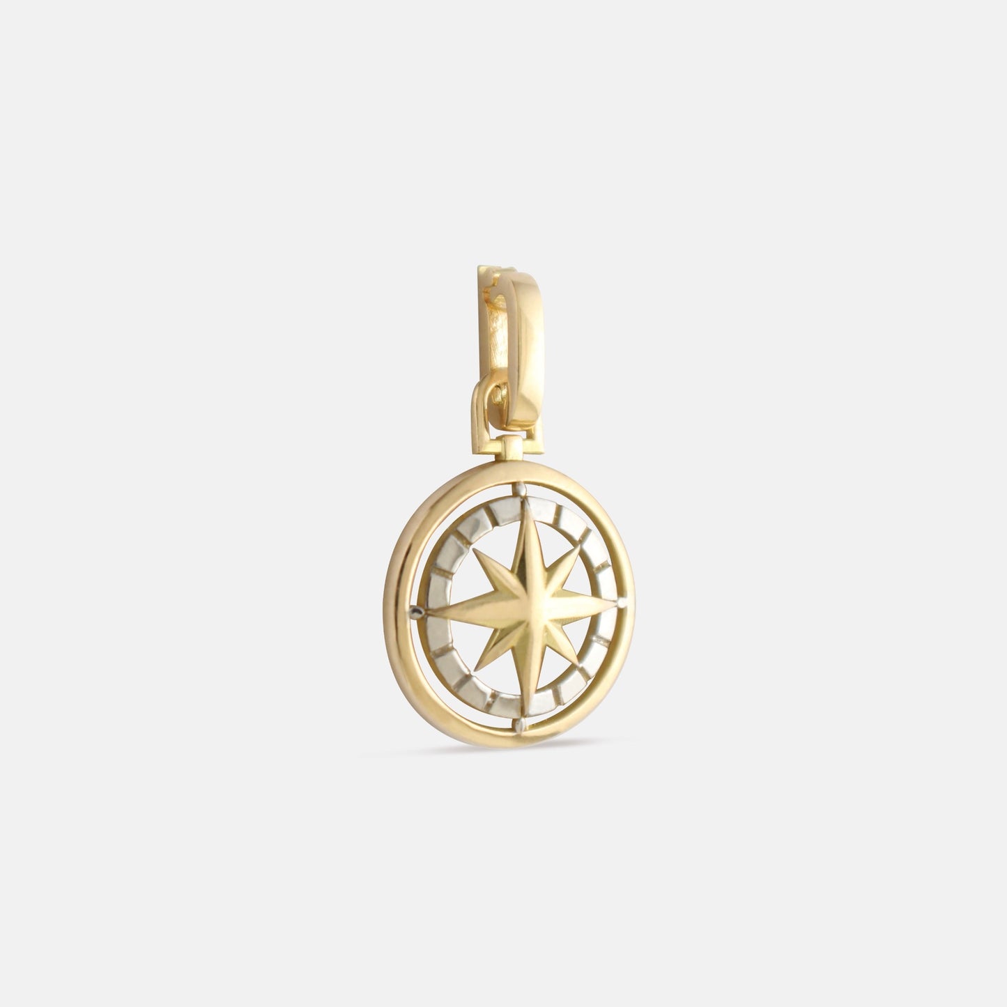 Gold two toned Compass Amulet Charm