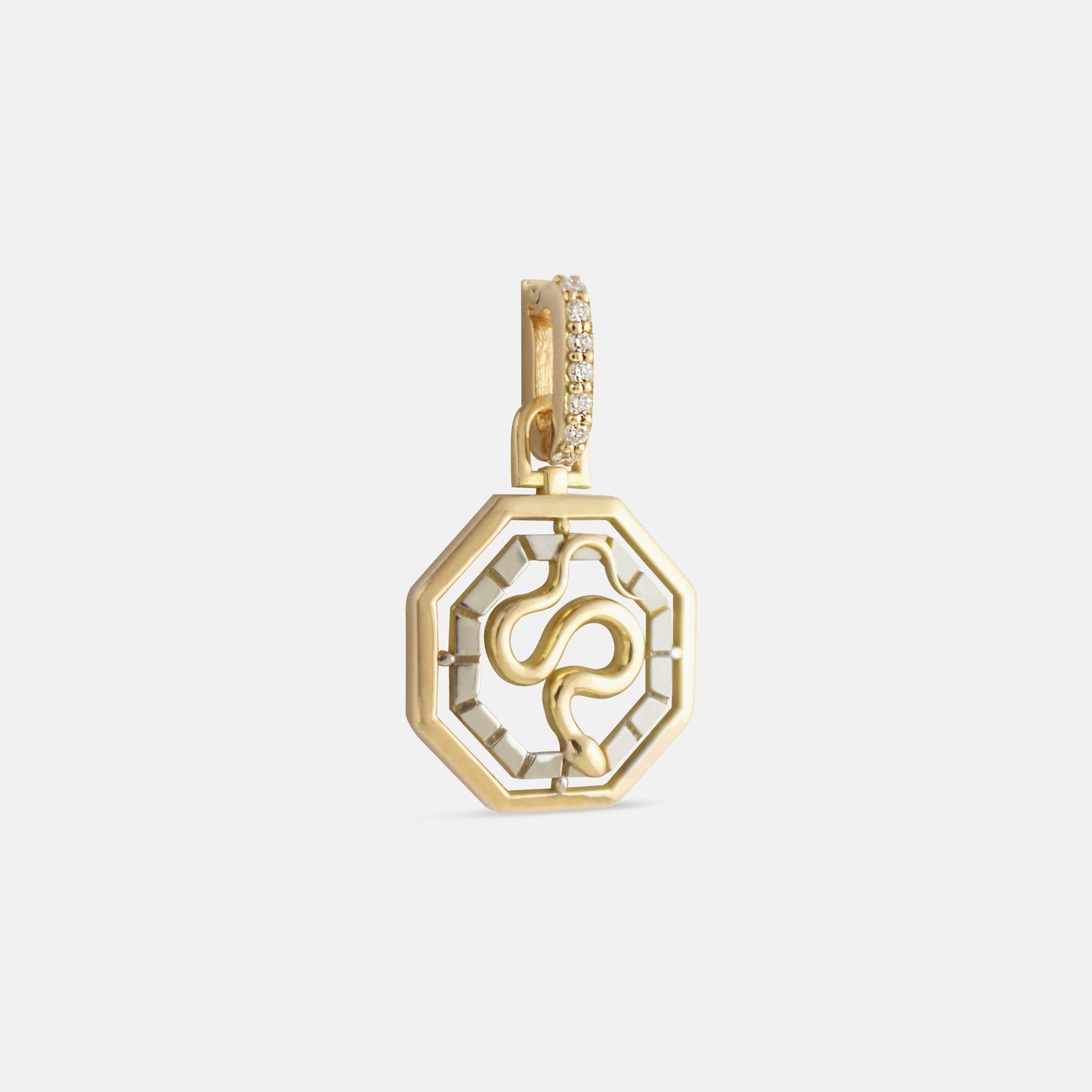 Maru Gold Two Toned Snake Amulet Charm