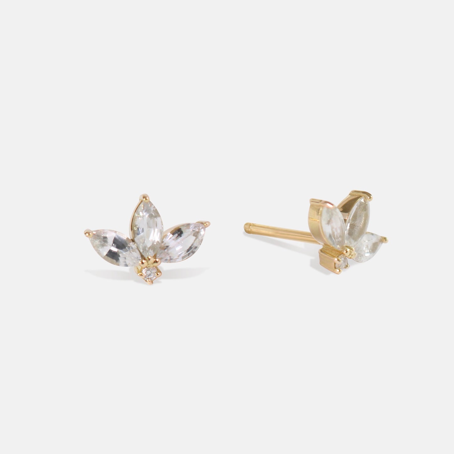 Lotus Diamond & White Sapphire Earrings