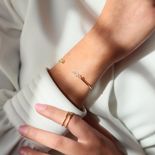 Petal Cuff Bracelet in diamonds & White Sapphires
