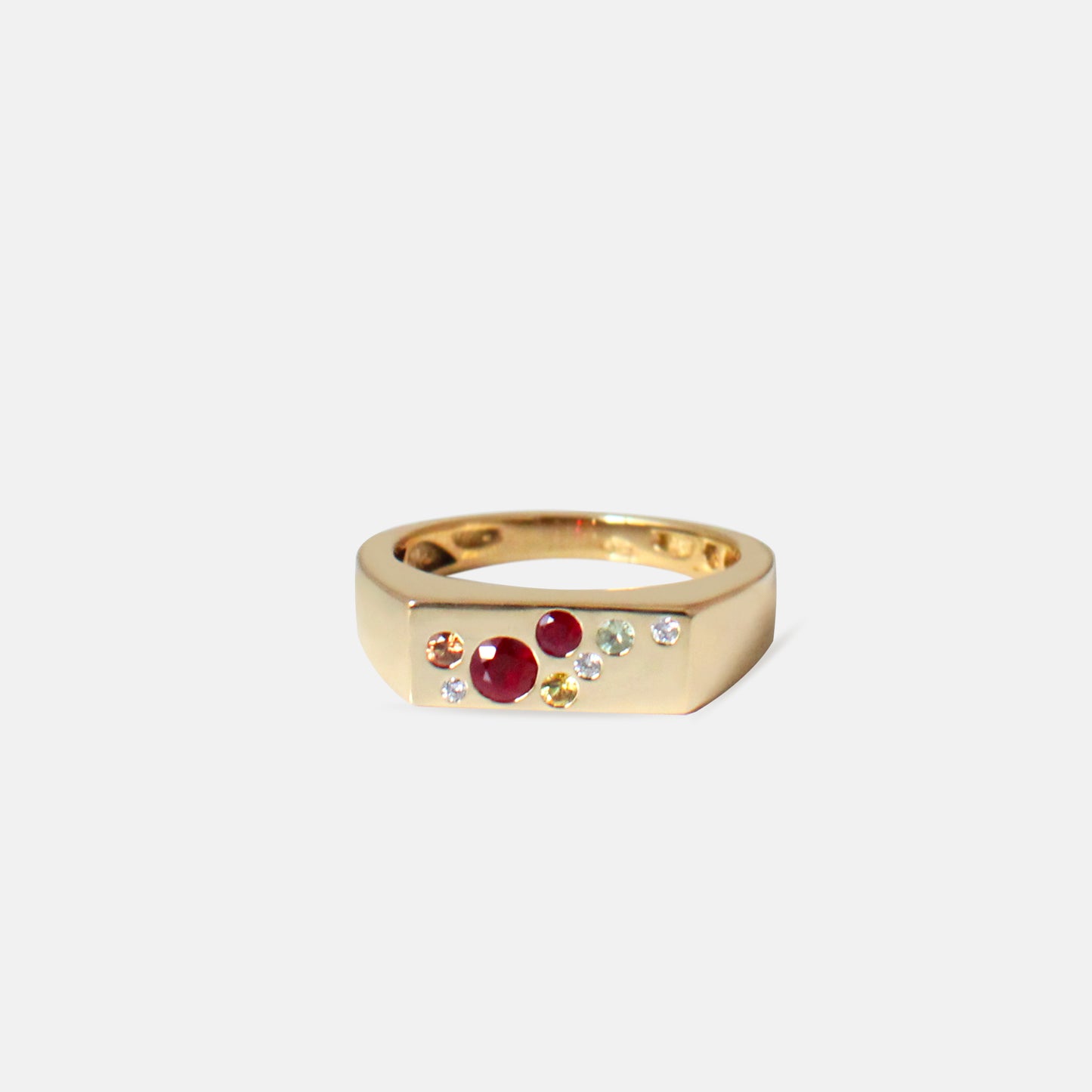 Tea Party Signet Ring in Rubies, Sapphires & Diamonds
