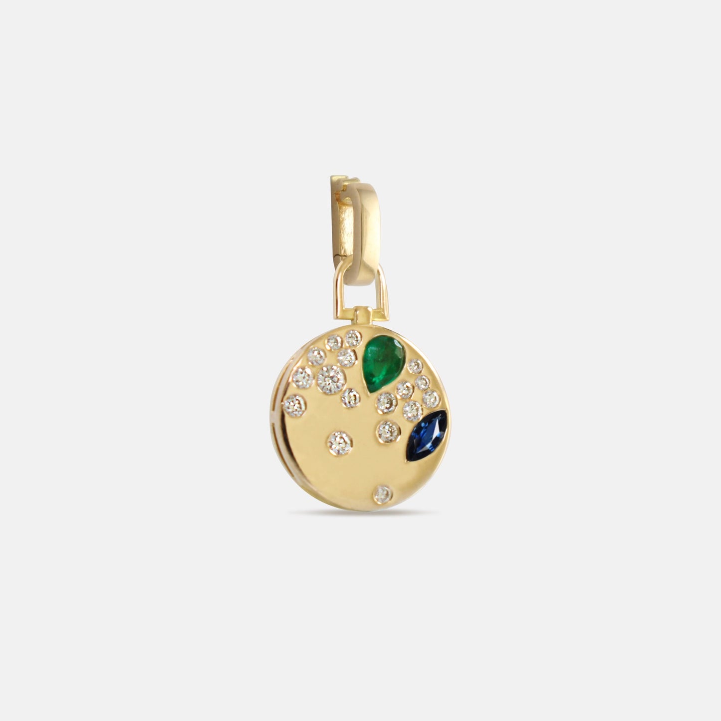 Mercury Charm in Gold, Diamonds, Sapphires and Emeralds