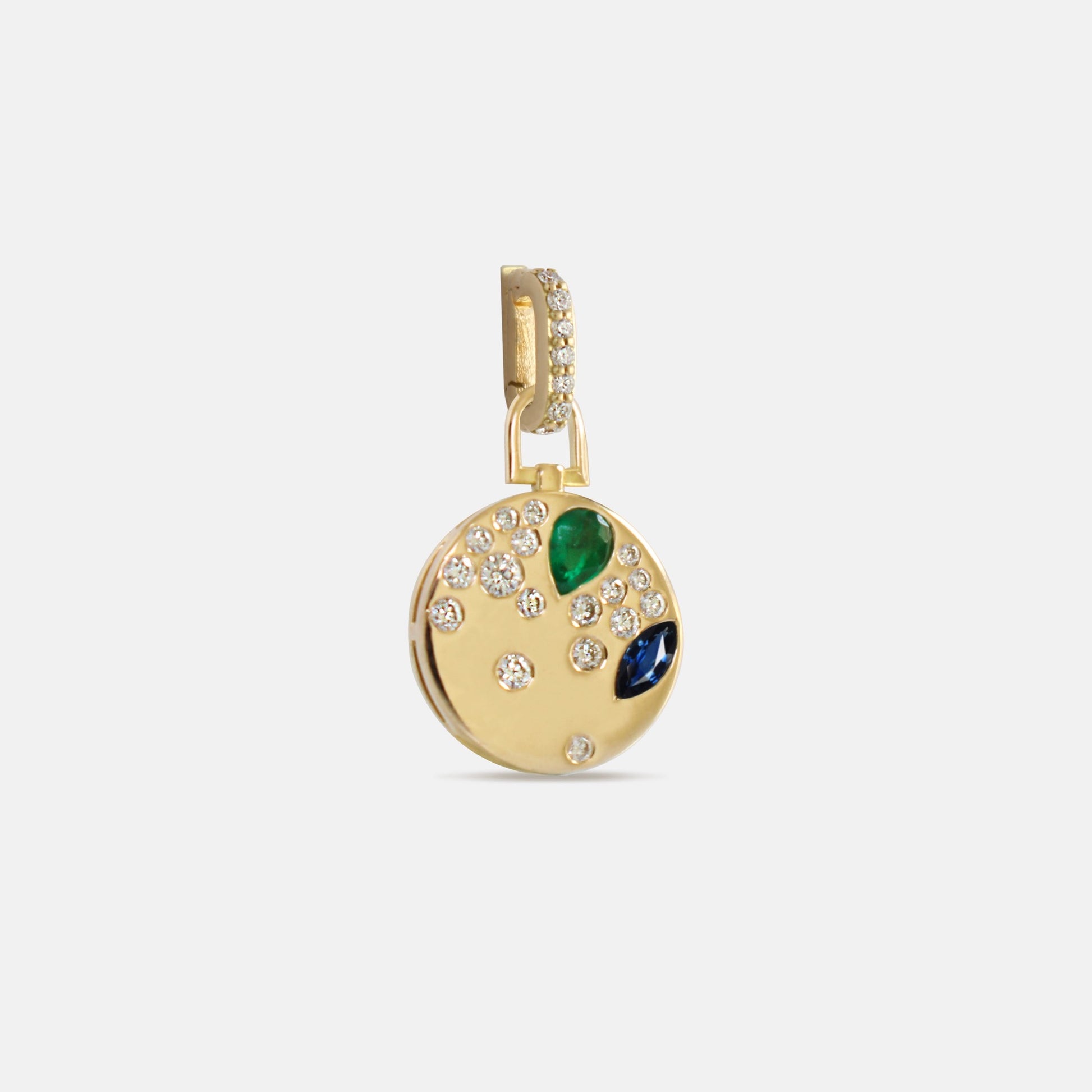 Mercury Charm in Gold, Diamonds, Sapphires and Emeralds