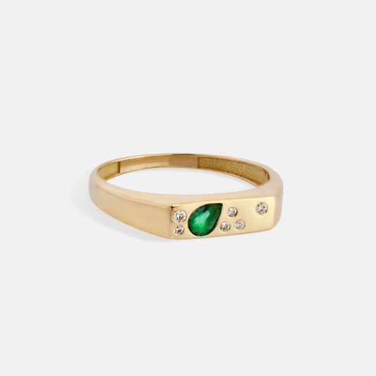 Comet Ring in Diamonds & Emeralds
