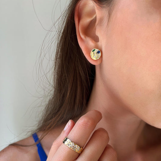 Mercury Earrings in Diamonds, Sapphires & Emeralds
