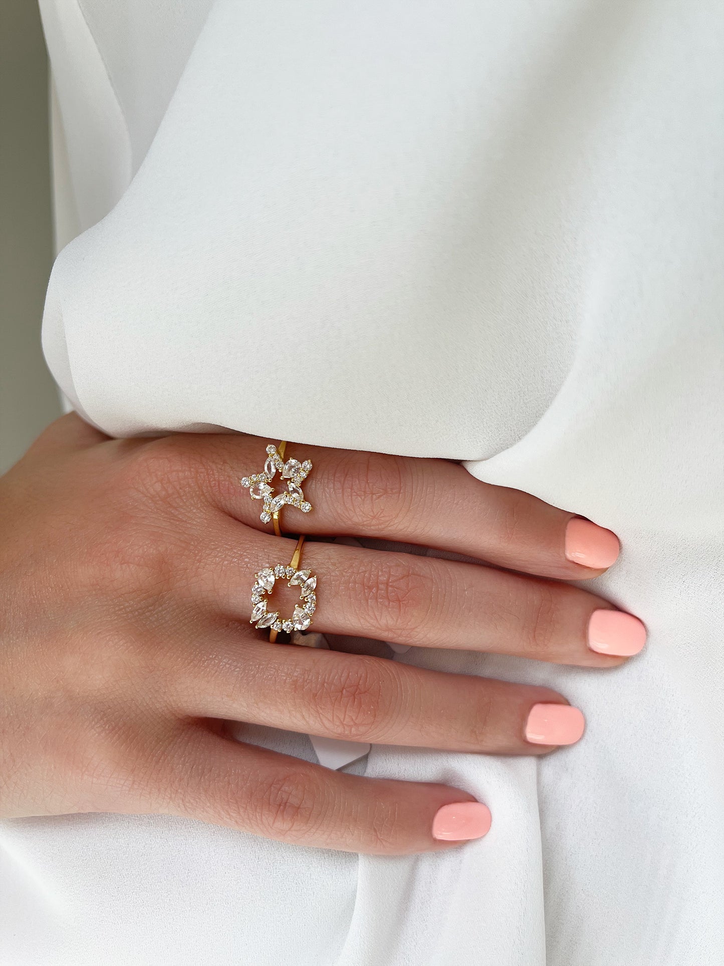 Wild Star Ring in Diamonds & White Sapphires
