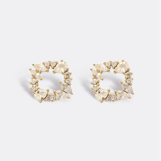 Full Bloom Mini Earrings in diamonds and white sapphires