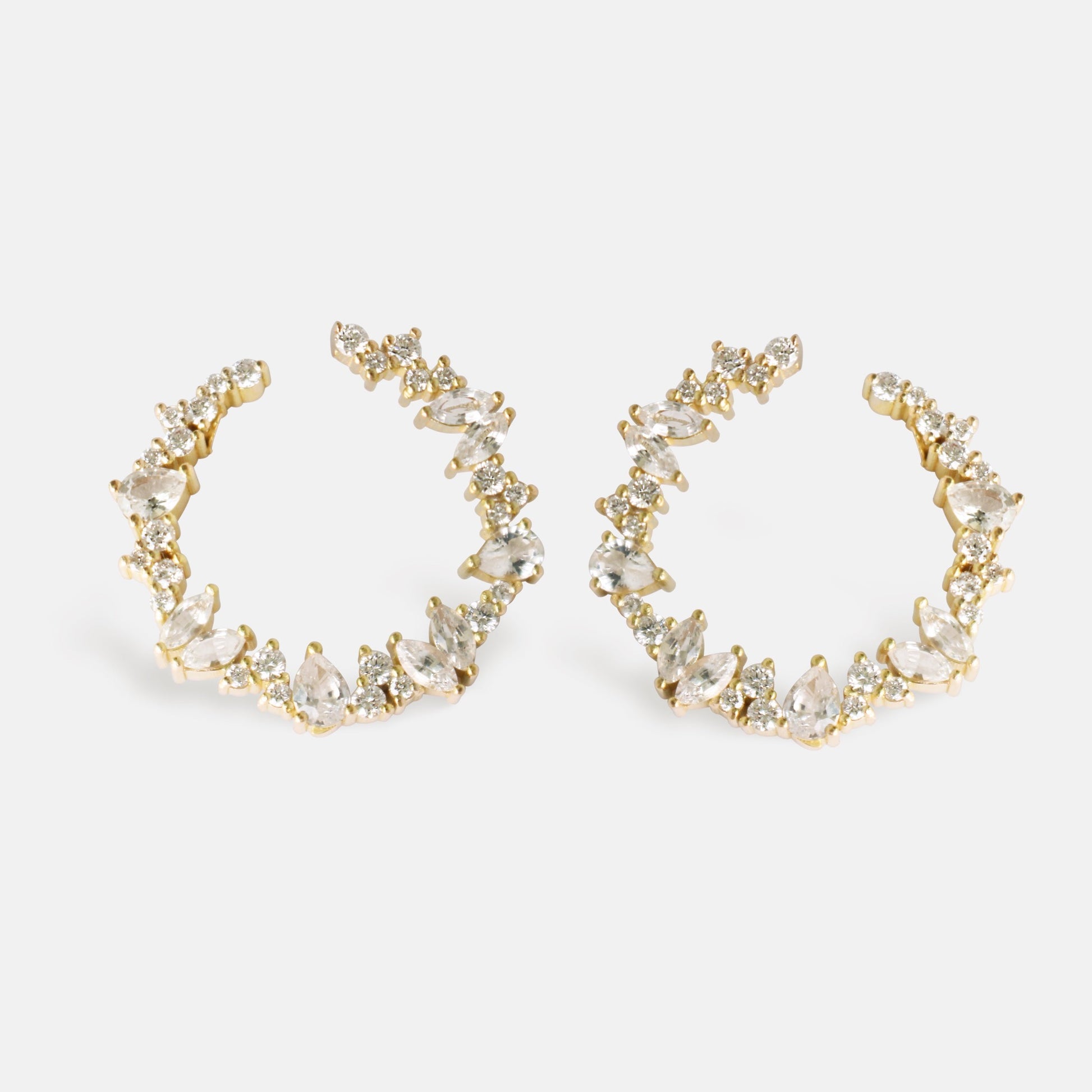 Full Bloom Earrings in diamonds and white sapphires