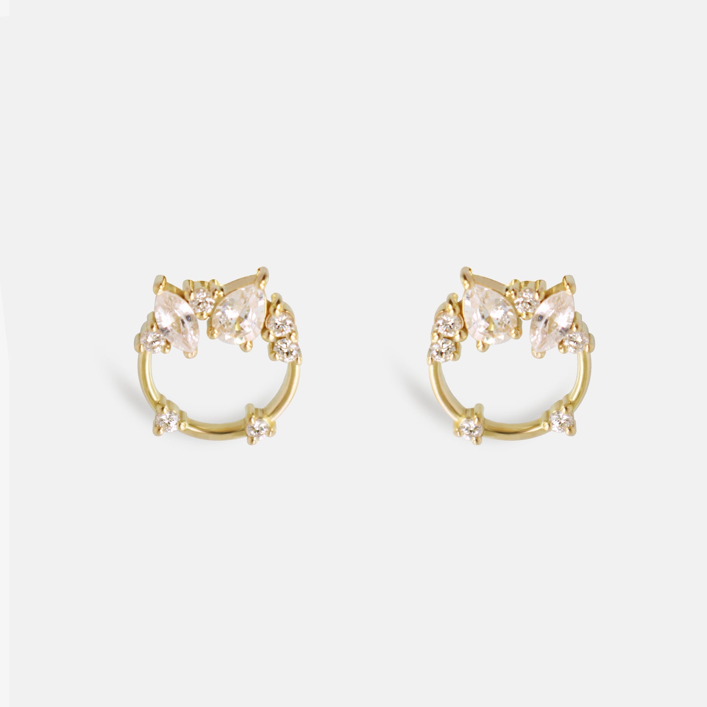 Mini Blossom Earrings in Diamonds & White Sapphires