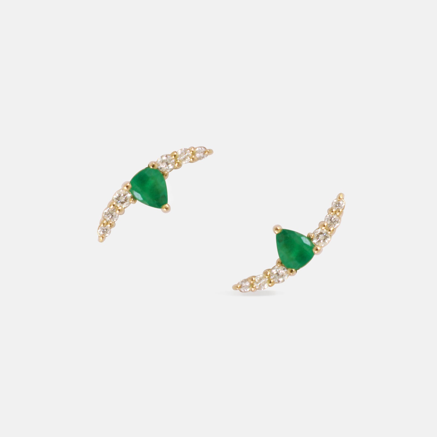 Petal Cartilage Earrings in Diamonds & Emeralds