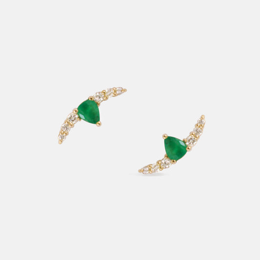 Petal Cartilage Earrings in Diamonds & Emeralds