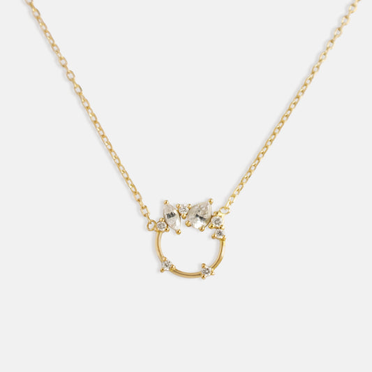 Mini Blossom Necklace in Diamonds & White Sapphires