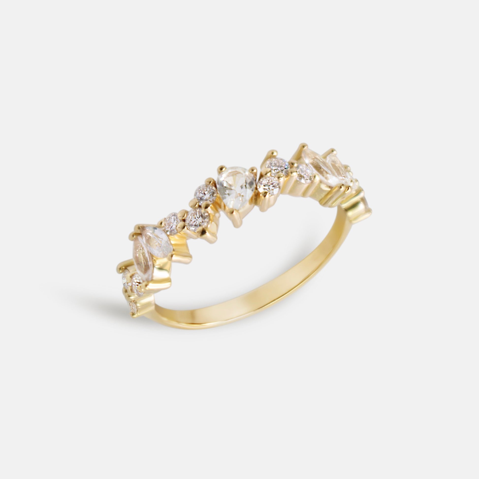 Full Bloom Ring in Diamonds & White Sapphires